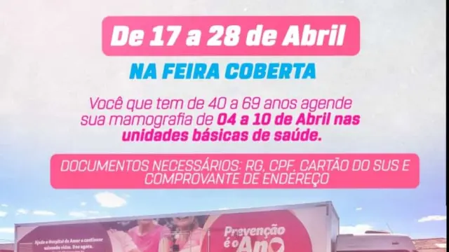 A carreta do hospital do amor estará em Miranorte nos dias 17 ao dia 28 de Abril na feira coberta, faça já o seu agendamento do dia 4 ao dia 10 de Abril nas unidades básicas.